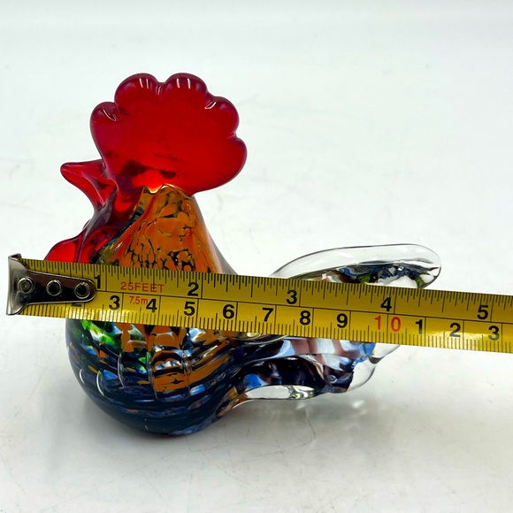 Gorgeous Designs: Handblown Multi Colored Art Glass Rooster Paperweight Figurine - Picture 13 of 16